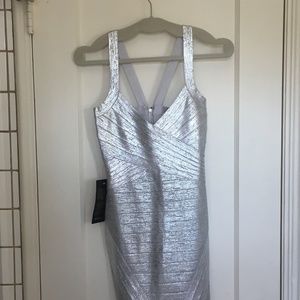 NWT Bebe Silver Bandage Dress